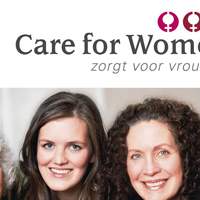 Care for Women flyer visitekaartje en roll up banner